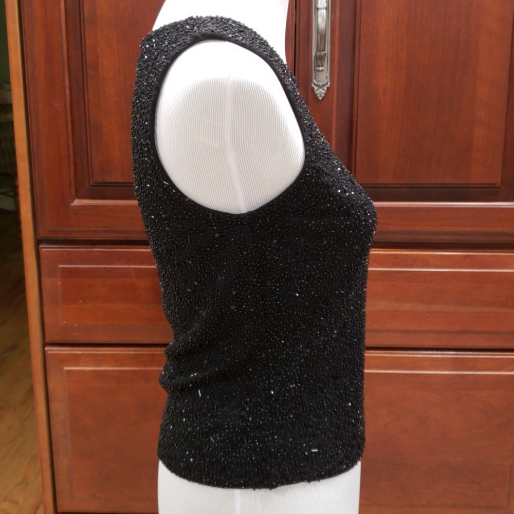 Ladies sleeveless Ann Taylor black beaded top - Picture 4 of 5